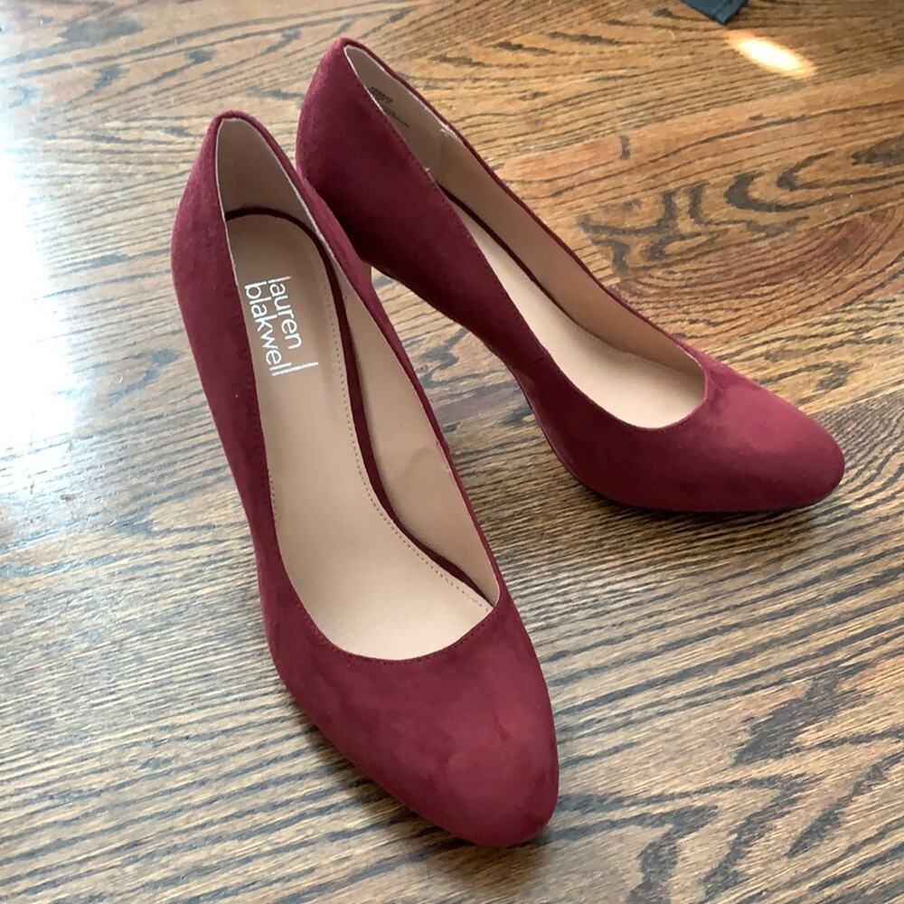 Lauren Blackwell Cecily Suede Burgundy High Heel Pumps Sz 10